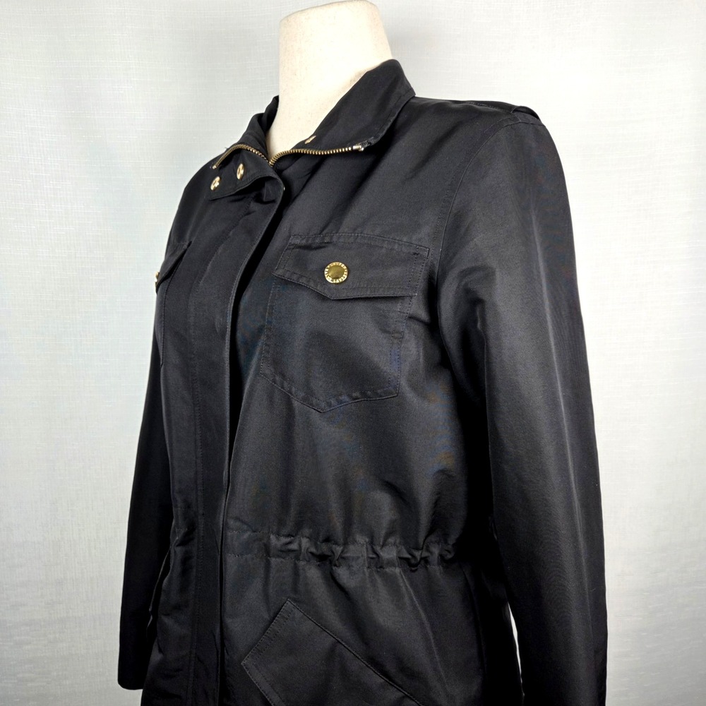 Lauren Ralph Lauren Black Utility Jacket Women's M Drawstring Waist Gold Buttons